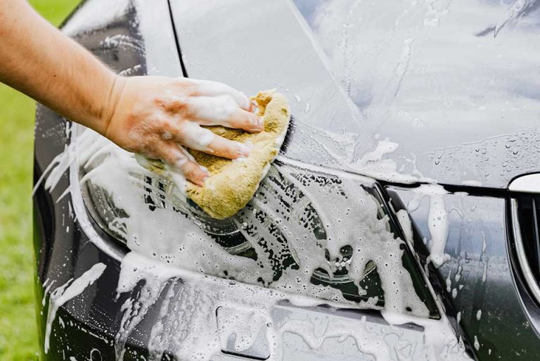 washing the car