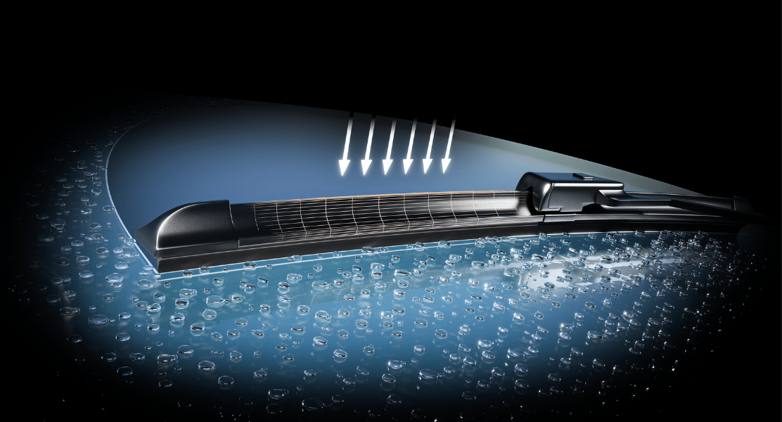 Wipers Direct wiper blade on a wet windscreen